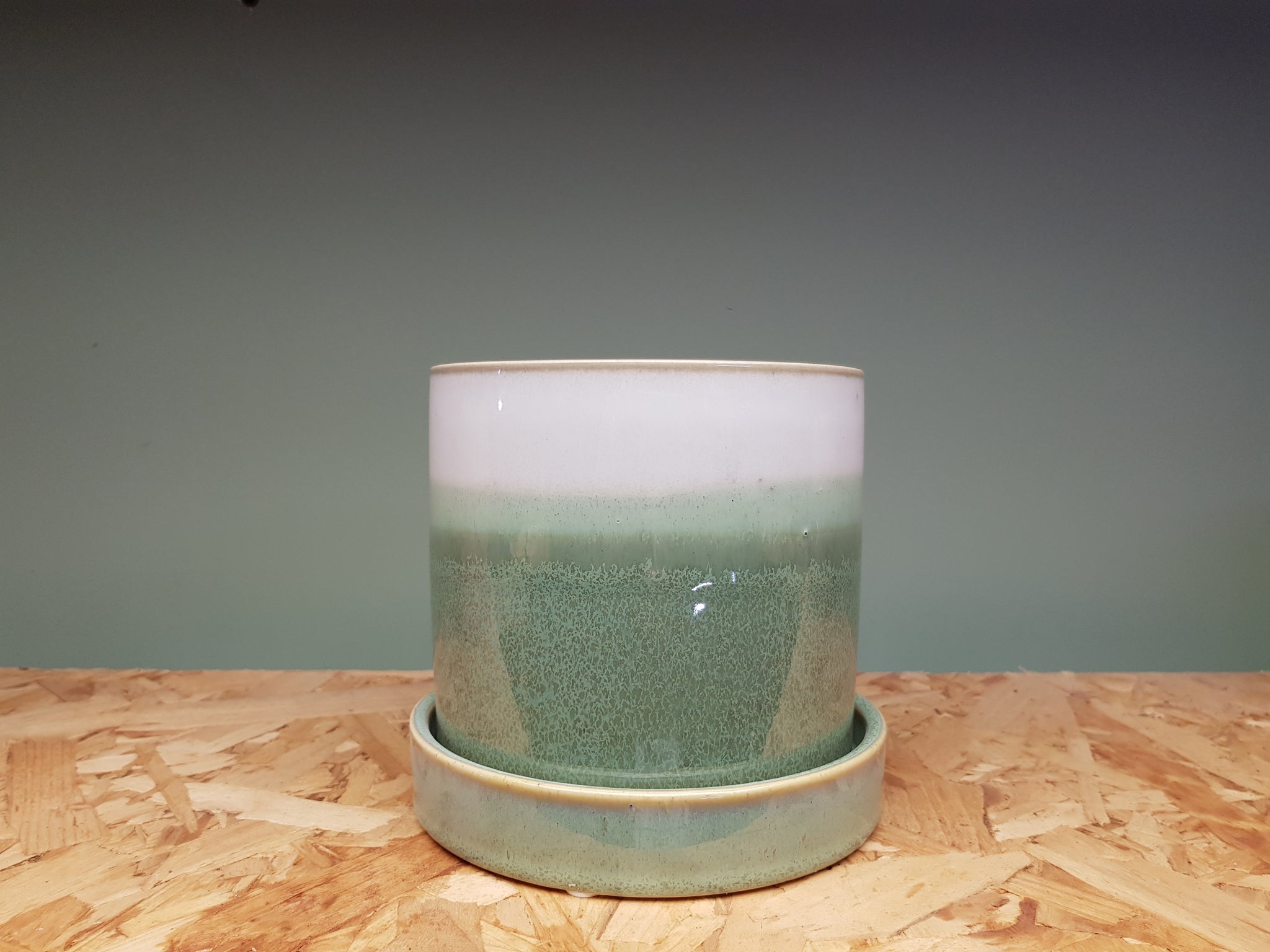 Ceramic Glazed Plant Pot with Saucer