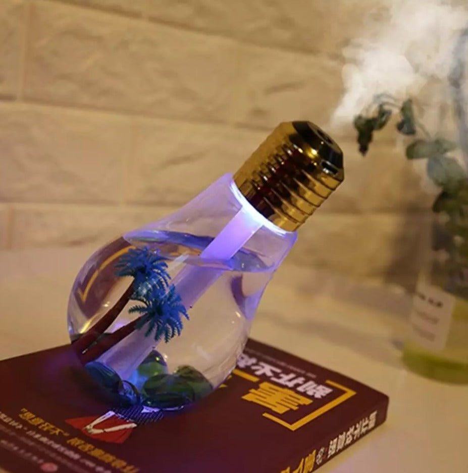 Mini USB Air Humidifier Bulb Shape Essential Oil Aroma Diffuser with LED Light 400 ml