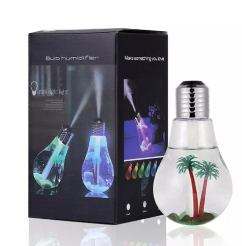 Mini USB Air Humidifier Bulb Shape Essential Oil Aroma Diffuser with LED Light 400 ml
