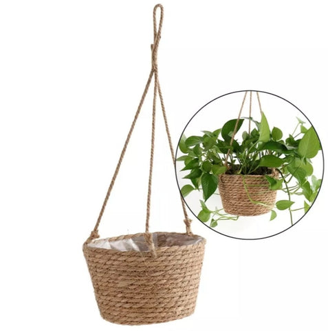 Handmade Jute Hanging Basket for hanging trailing plants 19cm wide