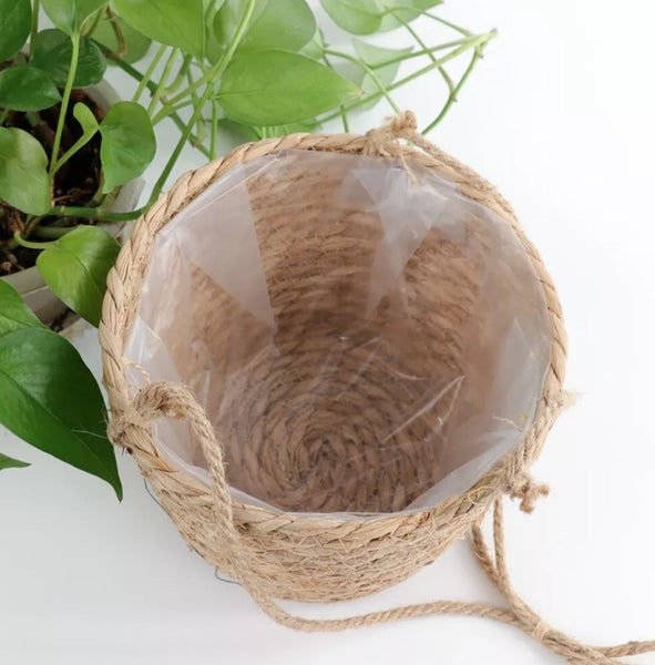 Handmade Jute Hanging Basket for hanging trailing plants 19cm wide