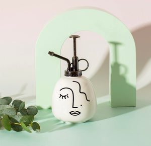Minimalistic Style Abstract Ceramic Face Plant Mister White