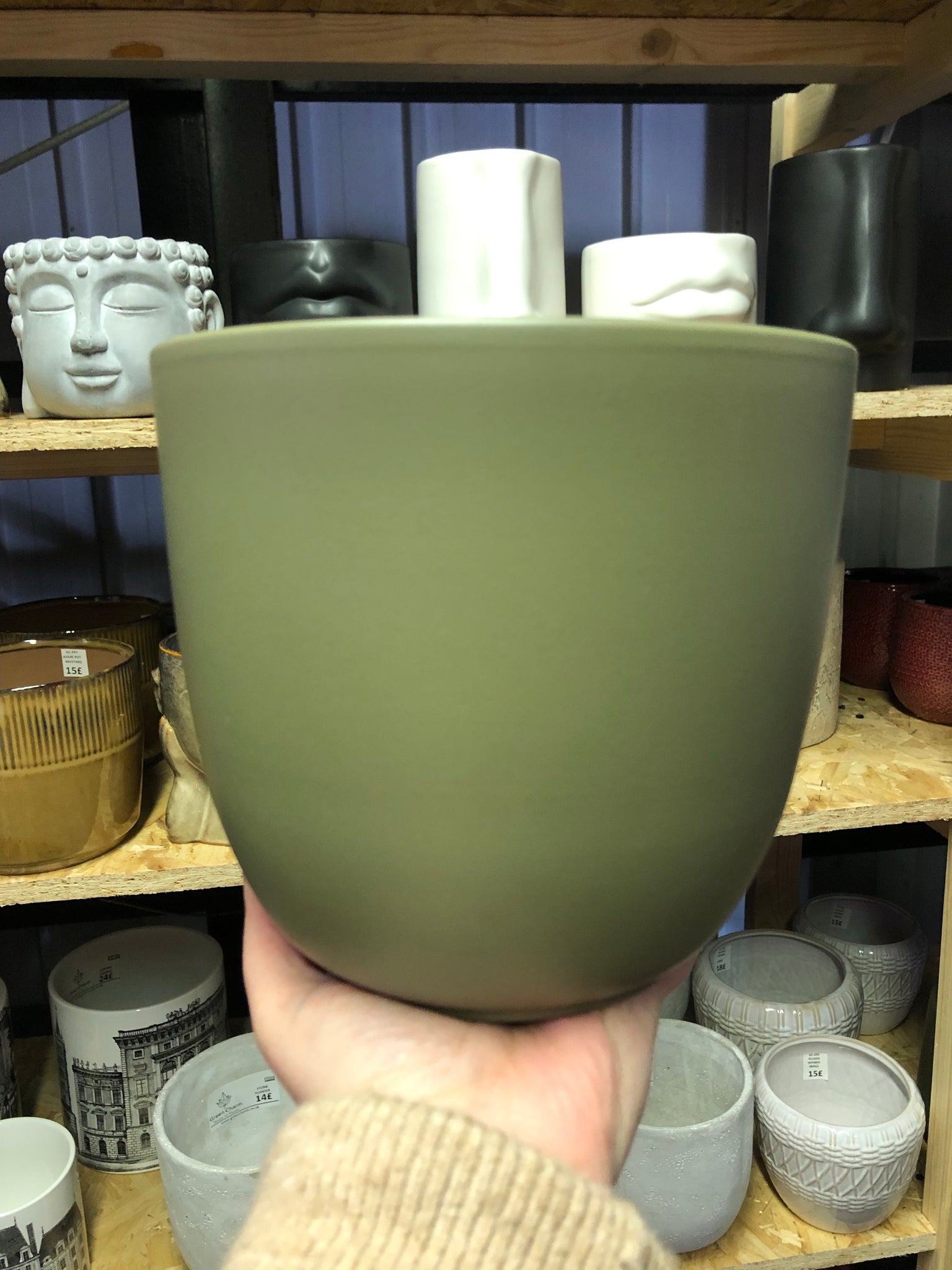 Ceramic Plant Pot Forest Green Home Decor Planter