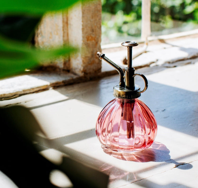 Pink Glass Botanical Style Plant Mister